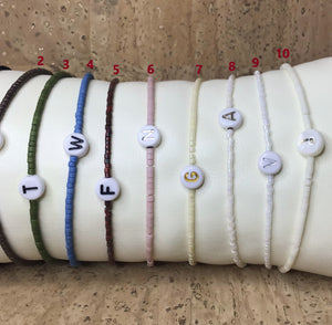 Bracelets | Initial | Letter Glass Seed Bead Bracelets | Custom | Handmade | Beaded Bracelets | Stretch Bracelets
