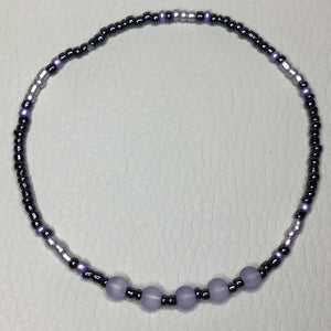 Bracelets | By Color | Black and Purple Glass Beaded Bracelet | Handmade | Beaded Bracelets