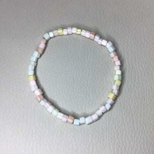 Bracelets | By Color | Pastel Glass Beaded Bracelet | glass seed bead | ice cream colors | square | Handmade | Beaded Bracelets