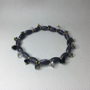 Bracelets | Natural Shell | Gray Shell | Glass Charms | Oval | Oblong | Charm Bracelet | Handmade | Beaded Bracelets
