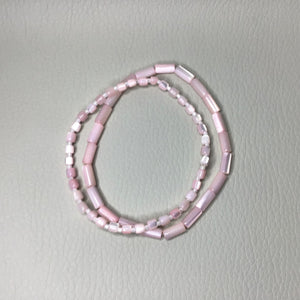 Bracelets | Natural Shell | Pink Shell | Column Bead | Tube Bead | Light Pink | Matching Set | Handmade | Beaded Bracelets