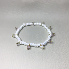 Load image into Gallery viewer, Bracelets | By Color | Glass Charms | White Pearl | Seed Beads | Charm Bracelet | Handmade | Beaded Bracelets