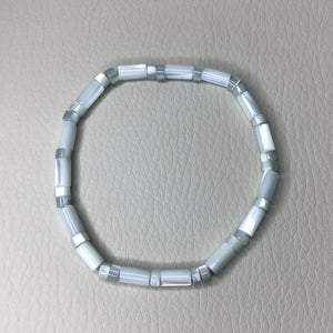 Bracelets | Natural Shell | Light Blue Gray Natural Shell | Beaded Bracelet | Handmade | Beaded Bracelets