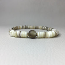 Load image into Gallery viewer, Bracelets | Natural Stone | Striped Agate | Natural Shell | Heishi Beads | Beaded | Brown | Tan | Beige | Cream | Handmade | Beaded Bracelet
