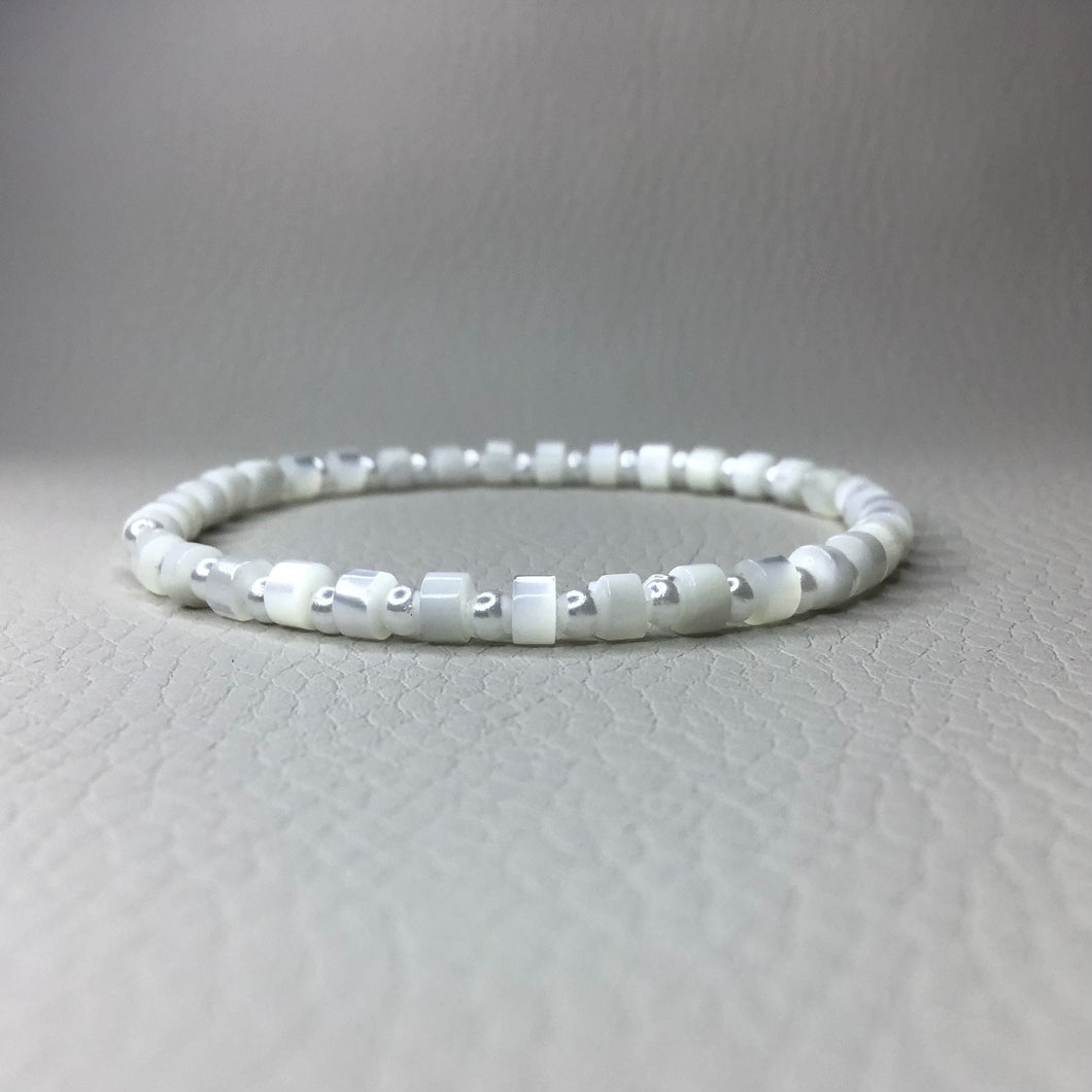 Bracelets | Natural Shell | Pearl White Natural Shell | Imitation Pearl Beads | Beaded Bracelet | Handmade | Stretch Bracelets