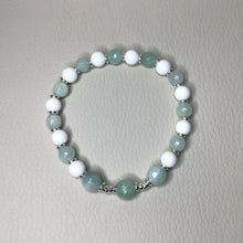 Load image into Gallery viewer, Bracelets | Natural Stone | Burmese Jade | White Howlite | Stretch Bracelet | blue | green | seafoam | sterling silver | handmade | Beaded