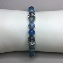 Load image into Gallery viewer, Bracelets | Natural Stone | Blue Dragons Vein Agate | Beaded | Natural Stone | Brass Rhinestone | Crystal | Handmade | Stretch Bracelets