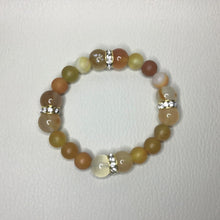 Load image into Gallery viewer, Bracelets | Natural Stone | Striped Agate | Beaded Bracelets | Matte Beads | Brass Rhinestone | Gold | Crystal | Handmade | Stretch Bracelet