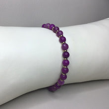 Load image into Gallery viewer, Bracelets | Natural Stone | Purple Sugilite | Strawberry Quartz | Faceted | Beaded | Purple | Pink | Gold | Handmade | Stretch Bracelets