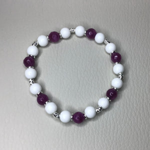 Bracelets | Natural Stone | Strawberry Quartz | White Howlite | Stretch | Pink | Purple | Sterling Silver | Handmade | Beaded Bracelet