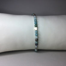 Load image into Gallery viewer, Bracelets | Natural Stone | Heishi Flower Amazonite | Beaded Bracelet | Heart | Gold | Blue | Green | Seafoam | Handmade | Stretch Bracelets