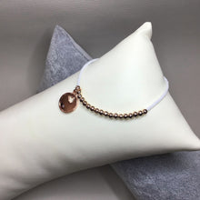 Load image into Gallery viewer, Bracelets | Metal | Rose Gold Round Brass Beads | White Glass Seed Beads | Charm | Rhinestone | Handmade | Beaded Bracelets