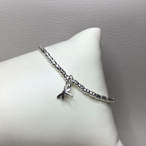 Bracelets | Metal | Bright Silver Brass Barrel Beads | Dragonfly | Sterling Silver | Charm | Handmade | Beaded Bracelets