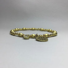 Load image into Gallery viewer, Bracelets | Metal | Gold | Round Brass Beads | Hematite Beads | Sunburst Charm | Handmade | Beaded Bracelets
