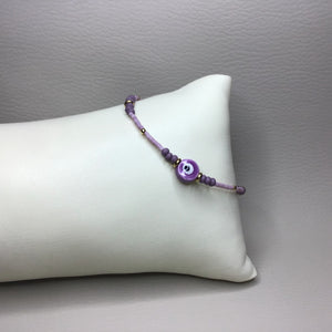 Bracelets | Charms | Evil Eye | Protection Bracelet | Seed Beads | Peach | Purple | Cream | Handmade | Beaded Bracelets | Stretch Bracelet