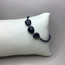 Load image into Gallery viewer, Bracelets | Charms | Ceramic Heart | Seed Beads | Navy | Blue | Midnight| Handmade | Beaded Bracelets | Stretch Bracelet