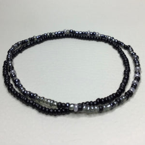 Bracelets | Seed Bead Stacks | Glass Seed Bead Bracelets | Black | Grey | Handmade | Beaded Bracelets