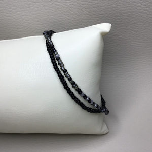Bracelets | Seed Bead Stacks | Glass Seed Bead Bracelets | Black | Grey | Handmade | Beaded Bracelets