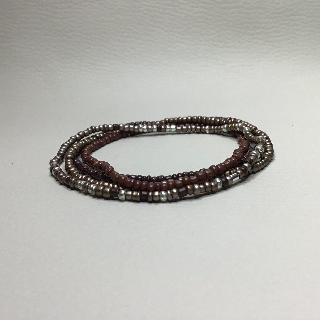 Bracelets | Seed Bead Stacks | Glass Seed Bead Bracelets | Brown | Copper | Handmade | Beaded Bracelets