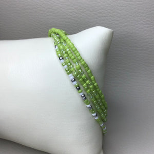 Bracelets | Seed Bead Stacks | Glass Seed Bead Bracelets | Green | Apple Green | Pear Green | Handmade | Beaded Bracelets