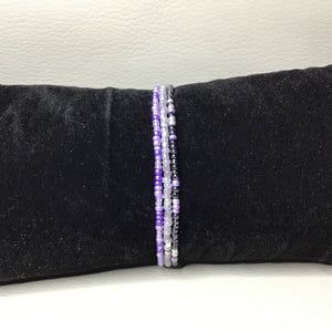 Bracelets | Seed Bead Stacks | Glass Seed Bead Bracelets | Purple | Silver | Handmade | Beaded Bracelets