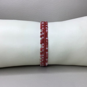 Bracelets | Seed Bead Stacks | Glass Seed Bead Bracelets | Red | Pink | Silver | Handmade | Beaded Bracelets
