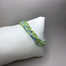 Load image into Gallery viewer, Bracelets | Seed Bead Stacks | Glass Seed Bead Bracelets | Blue | Green | Silver | Handmade | Beaded Bracelets