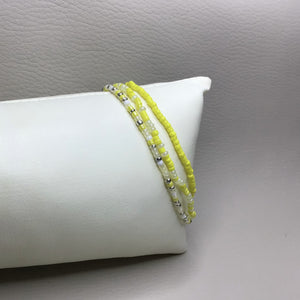 Bracelets | Seed Bead Stacks | Glass Seed Bead Bracelets | Yellow | Ivory | Handmade | Beaded Bracelets