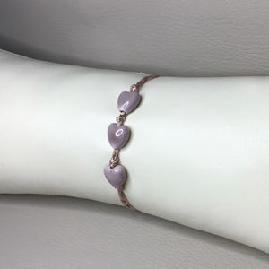 Bracelets | Charms | Ceramic Heart | Seed Beads | Pink | Blush | Adjustable | Handmade | Beaded Bracelets | Braided